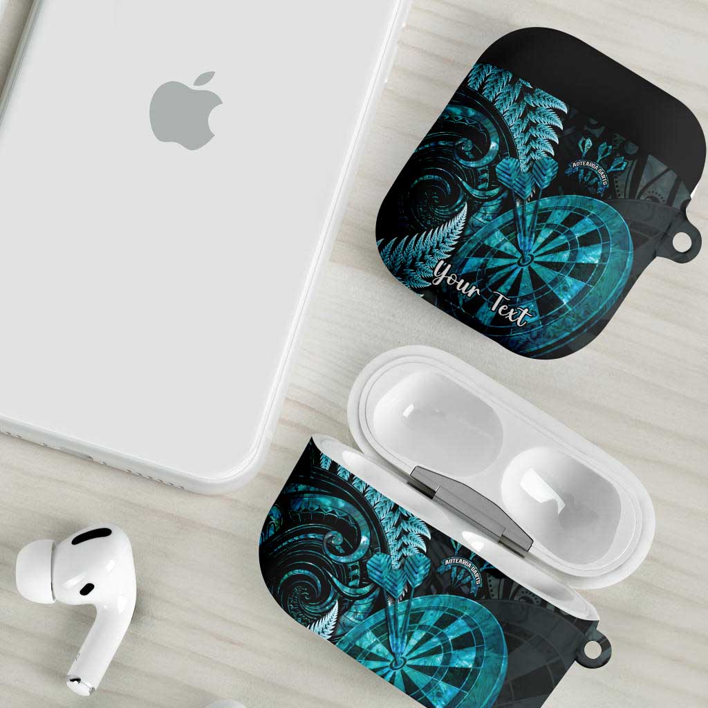 Personalised New Zealand Darts AirPods Case Happiness Is A Tight Threesome Maori Paua Shell - Polynesian Pride