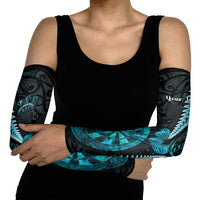 Personalised New Zealand Darts Arm Sleeves Happiness Is A Tight Threesome Maori Paua Shell - Polynesian Pride