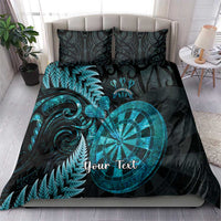 Personalised New Zealand Darts Bedding Set Happiness Is A Tight Threesome Maori Paua Shell