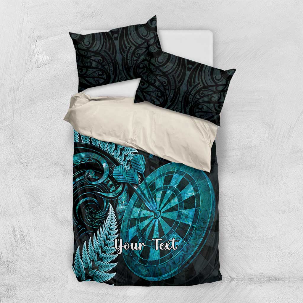 Personalised New Zealand Darts Bedding Set Happiness Is A Tight Threesome Maori Paua Shell