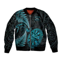 Personalised New Zealand Darts Bomber Jacket Happiness Is A Tight Threesome Maori Paua Shell
