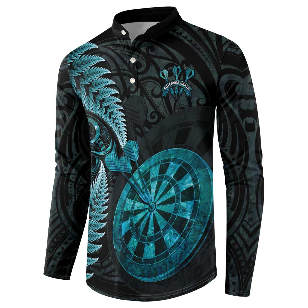 Personalised New Zealand Darts Button Sweatshirt Happiness Is A Tight Threesome Maori Paua Shell LT14 - Polynesian Pride