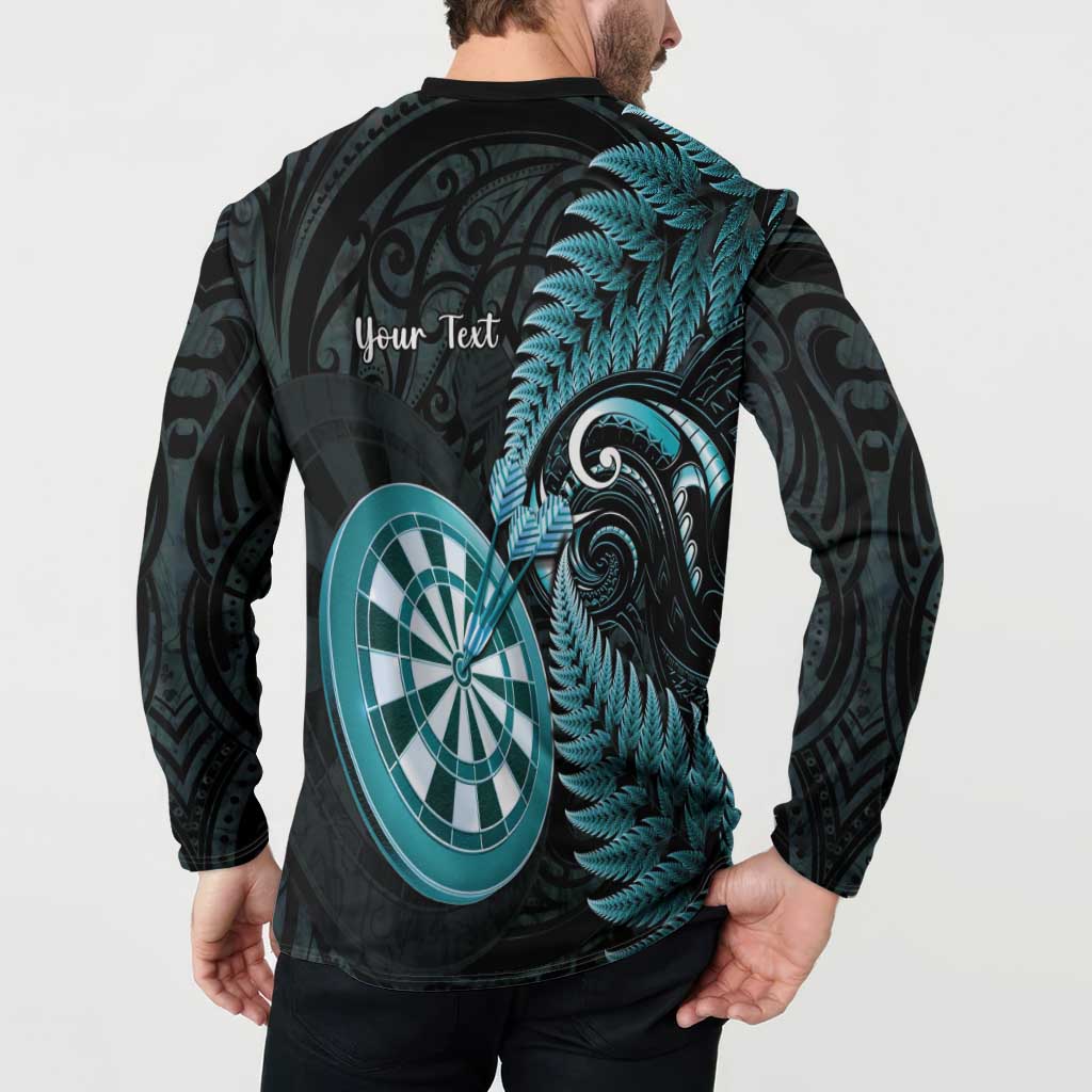 Personalised New Zealand Darts Button Sweatshirt Happiness Is A Tight Threesome Maori Paua Shell LT14 - Polynesian Pride