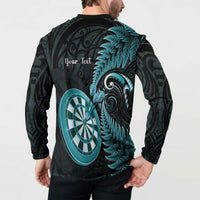 Personalised New Zealand Darts Button Sweatshirt Happiness Is A Tight Threesome Maori Paua Shell LT14 - Polynesian Pride