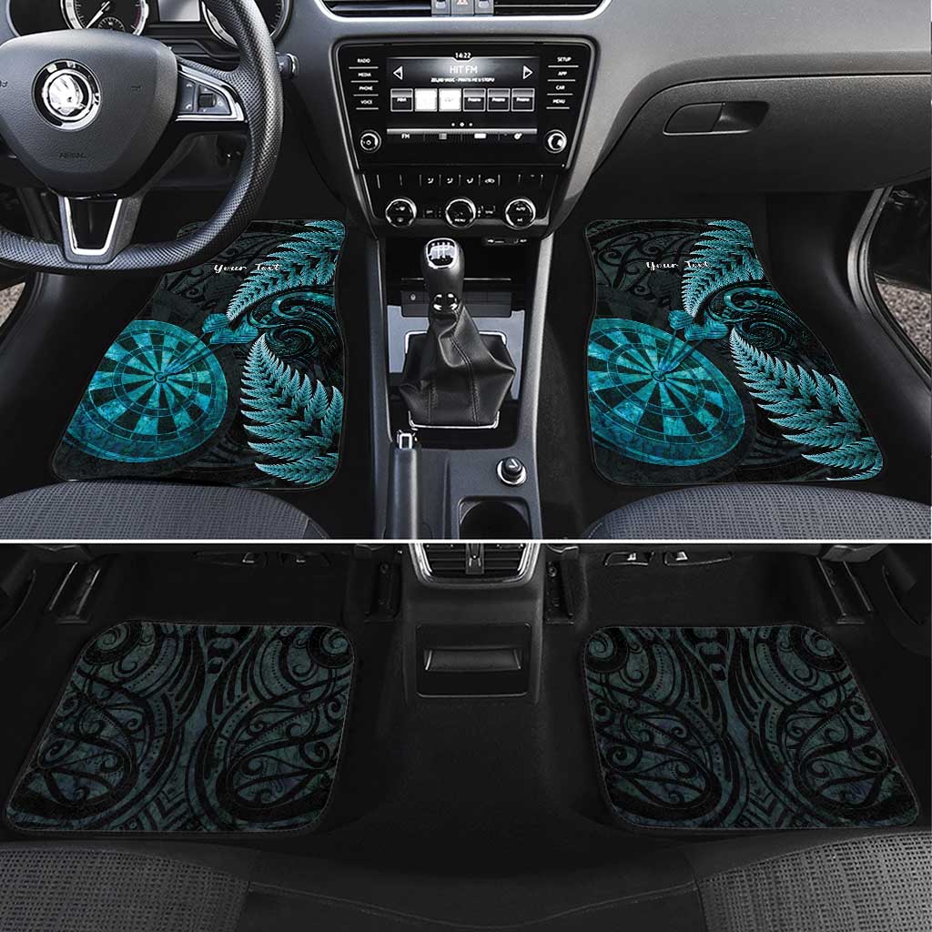 Personalised New Zealand Darts Car Mats Happiness Is A Tight Threesome Maori Paua Shell LT14 Set 4pcs Turquoise - Polynesian Pride