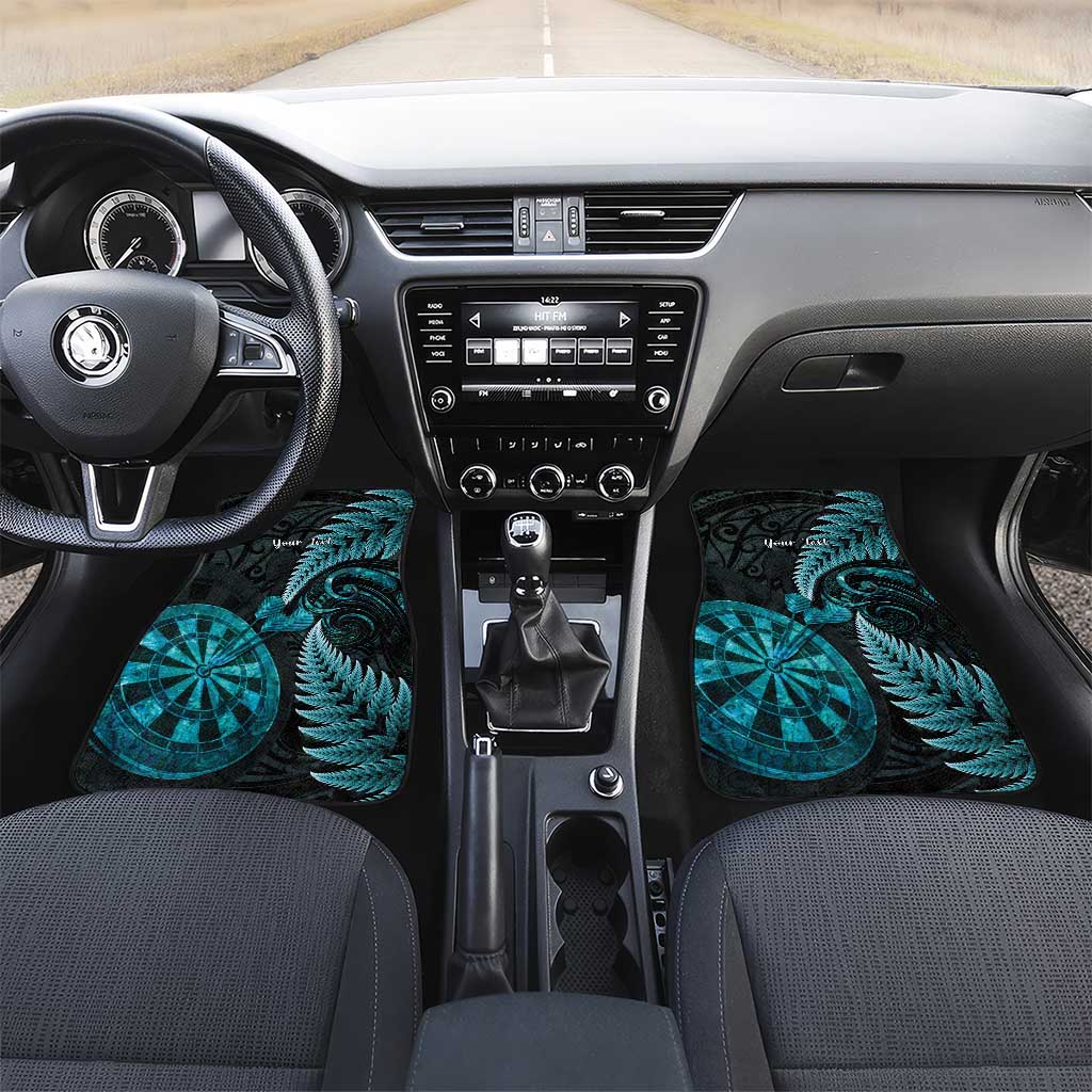 Personalised New Zealand Darts Car Mats Happiness Is A Tight Threesome Maori Paua Shell LT14 Set 2pcs - Front Turquoise - Polynesian Pride
