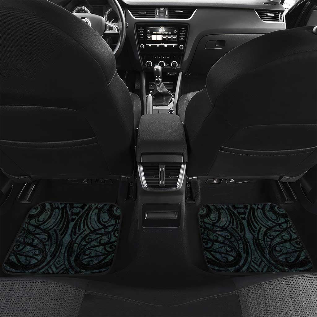 Personalised New Zealand Darts Car Mats Happiness Is A Tight Threesome Maori Paua Shell LT14 Set 2pcs - Back Turquoise - Polynesian Pride