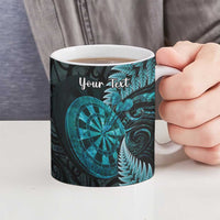 Personalised New Zealand Darts Ceramic Mug Happiness Is A Tight Threesome Maori Paua Shell - Polynesian Pride