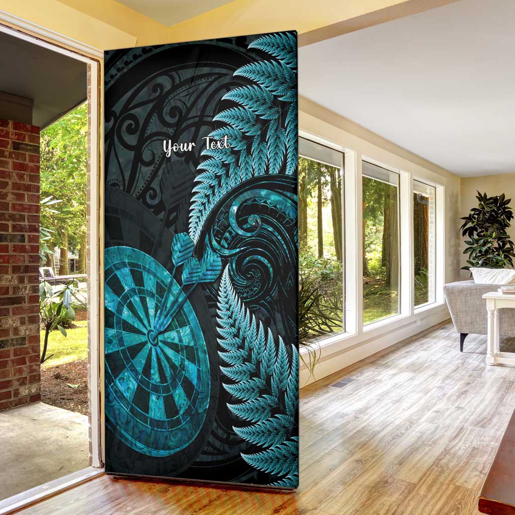 Personalised New Zealand Darts Door Cover Happiness Is A Tight Threesome Maori Paua Shell - Polynesian Pride