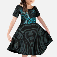 Personalised New Zealand Darts Family Matching Off The Shoulder Long Sleeve Dress and Hawaiian Shirt Happiness Is A Tight Threesome Maori Paua Shell