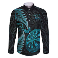 Personalised New Zealand Darts Family Matching Off The Shoulder Long Sleeve Dress and Hawaiian Shirt Happiness Is A Tight Threesome Maori Paua Shell