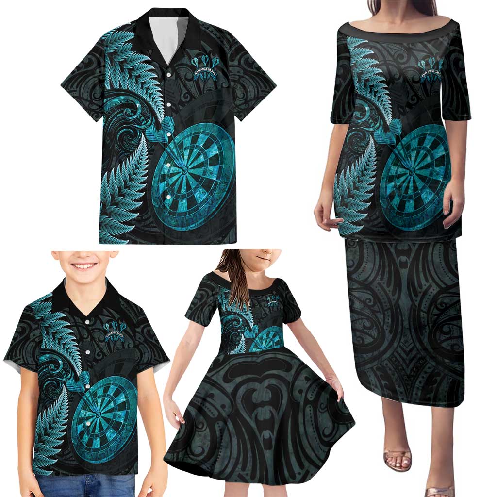 Personalised New Zealand Darts Family Matching Puletasi and Hawaiian Shirt Happiness Is A Tight Threesome Maori Paua Shell LT14 - Polynesian Pride
