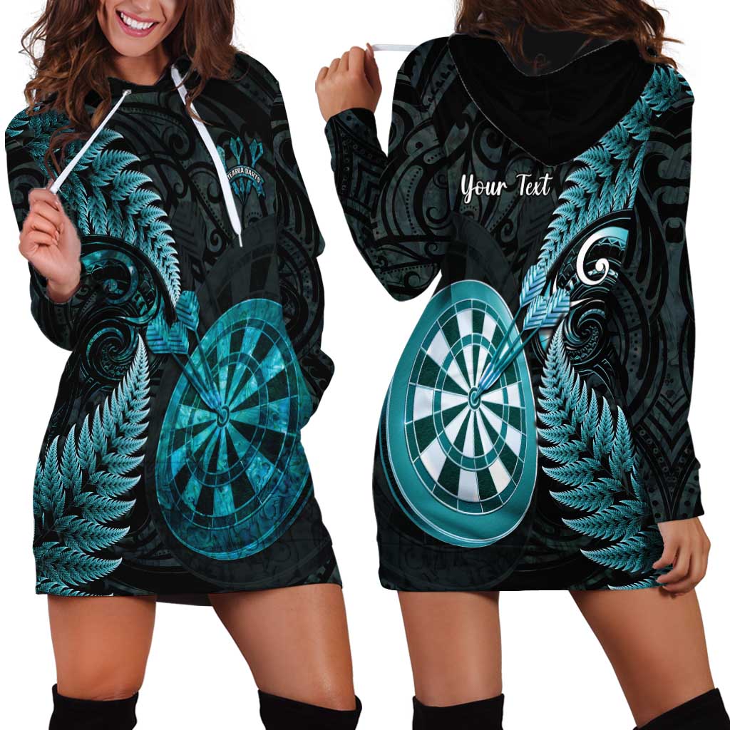 Personalised New Zealand Darts Hoodie Dress Happiness Is A Tight Threesome Maori Paua Shell