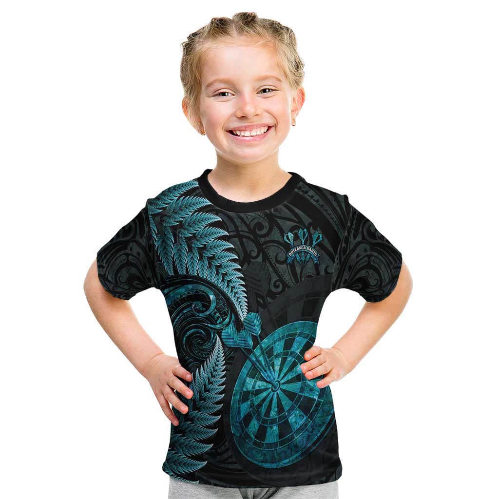 Personalised New Zealand Darts Kid T Shirt Happiness Is A Tight Threesome Maori Paua Shell