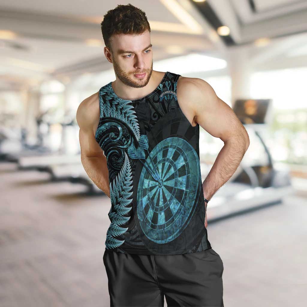 Personalised New Zealand Darts Men Tank Top Happiness Is A Tight Threesome Maori Paua Shell LT14 Turquoise - Polynesian Pride