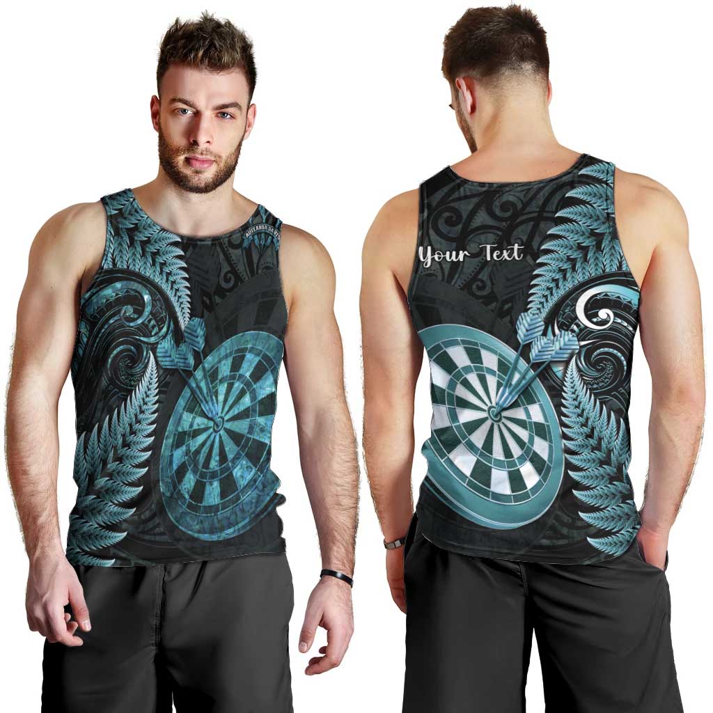 Personalised New Zealand Darts Men Tank Top Happiness Is A Tight Threesome Maori Paua Shell LT14 - Polynesian Pride