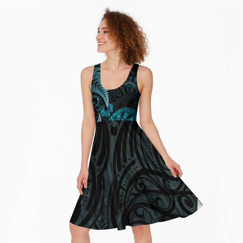 Personalised New Zealand Darts Midi Dress Happiness Is A Tight Threesome Maori Paua Shell - Polynesian Pride