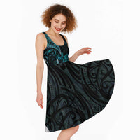 Personalised New Zealand Darts Midi Dress Happiness Is A Tight Threesome Maori Paua Shell - Polynesian Pride