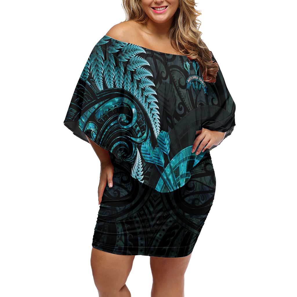 Personalised New Zealand Darts Off Shoulder Short Dress Happiness Is A Tight Threesome Maori Paua Shell