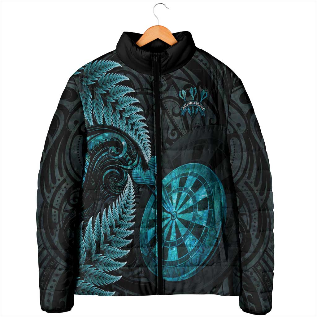Personalised New Zealand Darts Padded Jacket Happiness Is A Tight Threesome Maori Paua Shell - Polynesian Pride