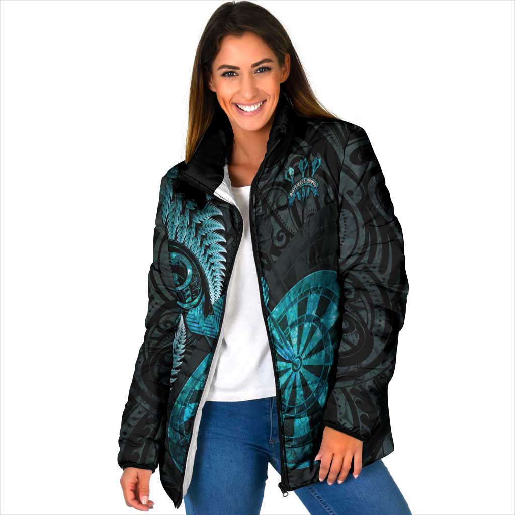 Personalised New Zealand Darts Padded Jacket Happiness Is A Tight Threesome Maori Paua Shell - Polynesian Pride