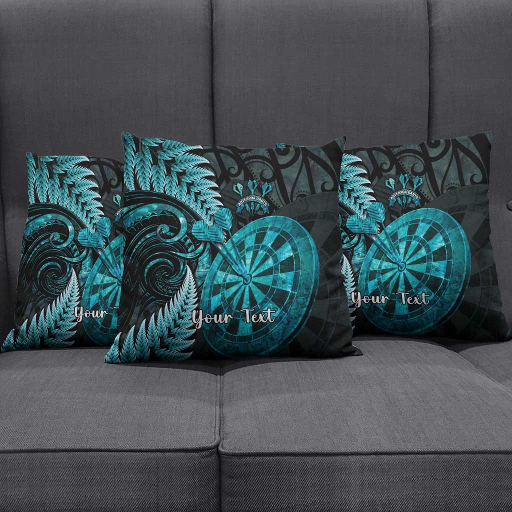 Personalised New Zealand Darts Pillow Cover Happiness Is A Tight Threesome Maori Paua Shell - Polynesian Pride