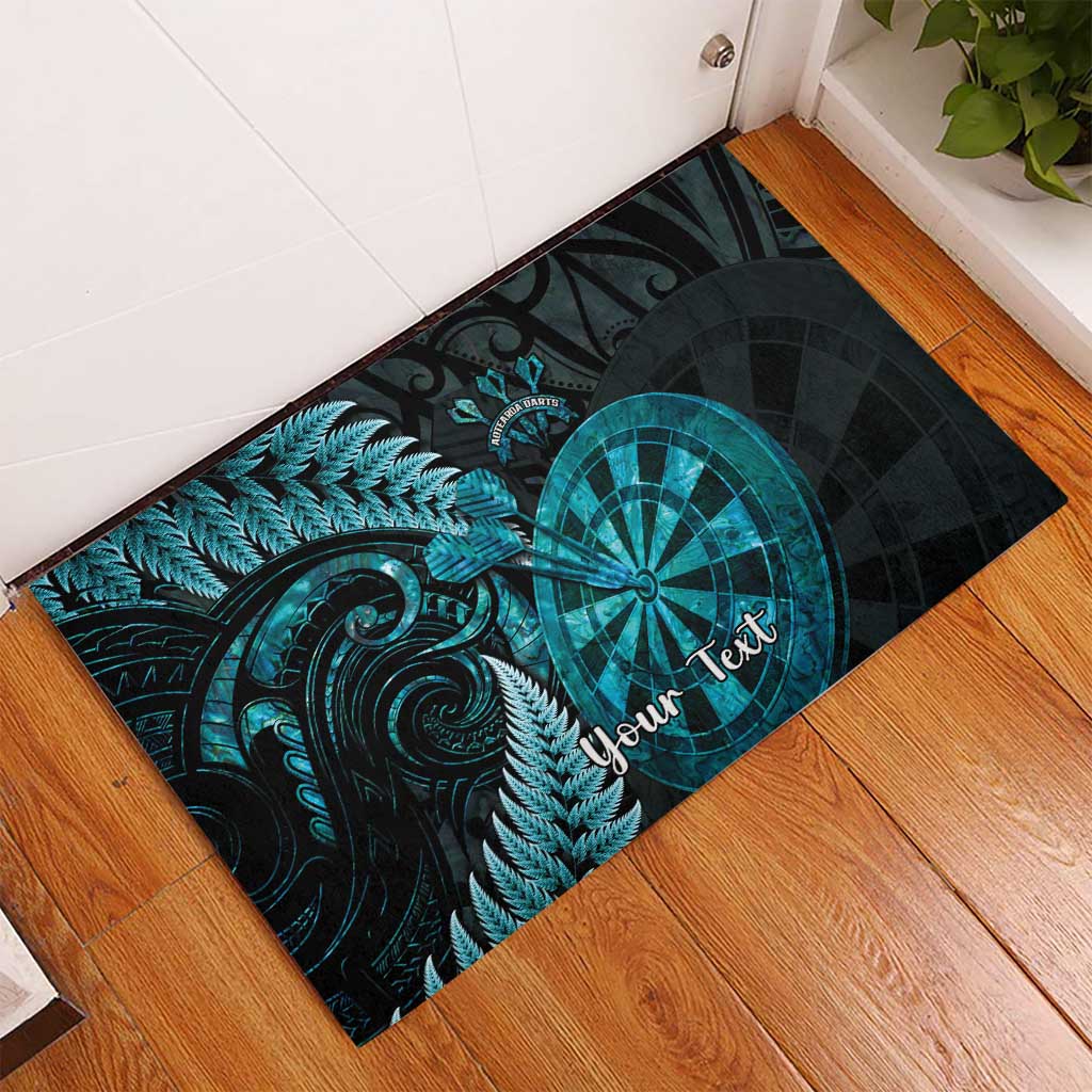 Personalised New Zealand Darts Rubber Doormat Happiness Is A Tight Threesome Maori Paua Shell LT14 - Polynesian Pride