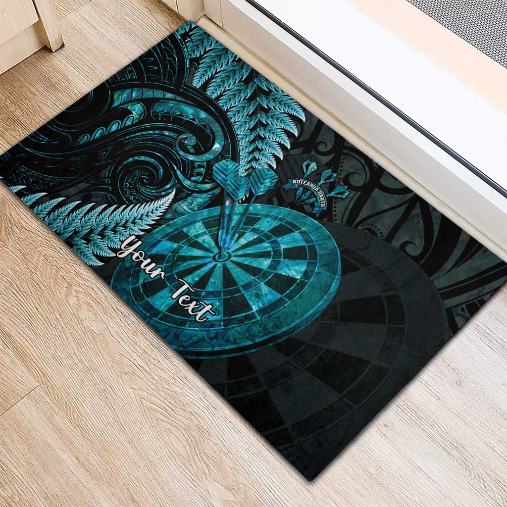 Personalised New Zealand Darts Rubber Doormat Happiness Is A Tight Threesome Maori Paua Shell LT14 - Polynesian Pride