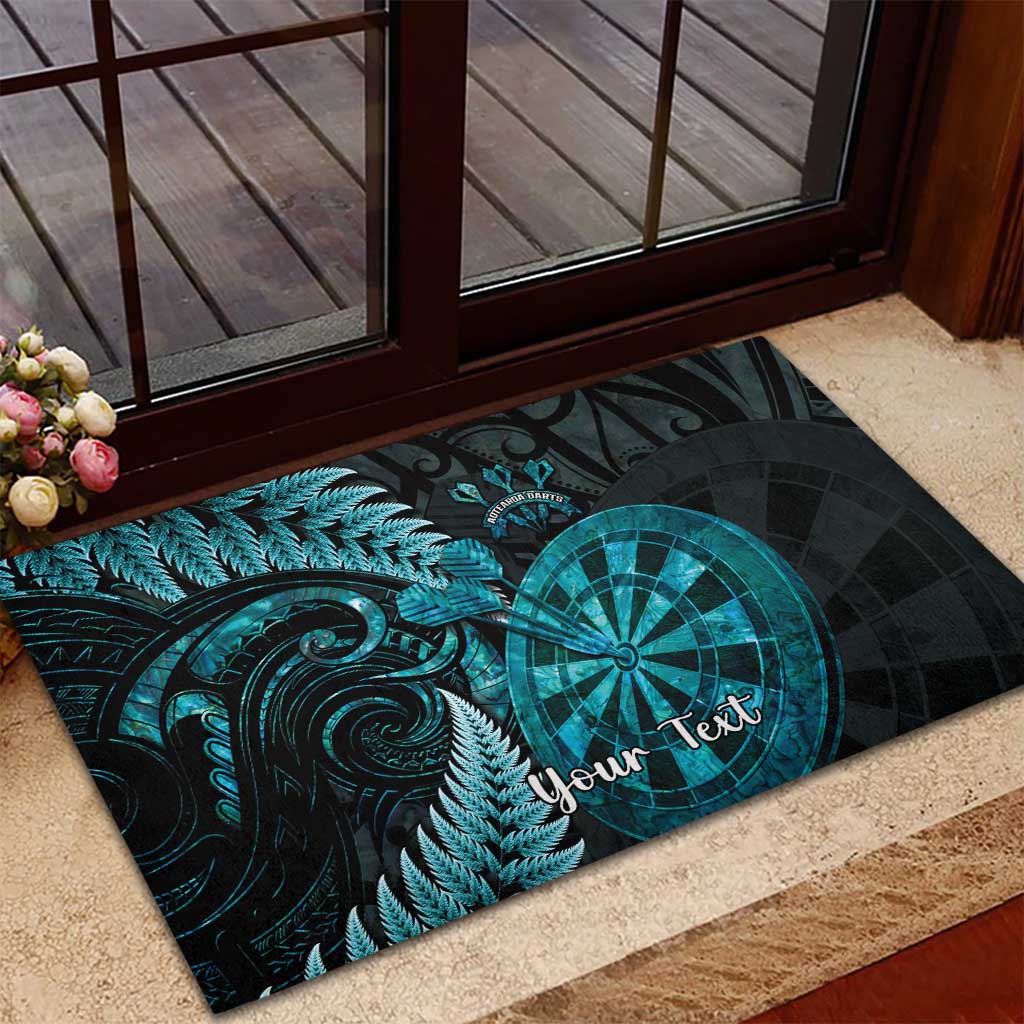 Personalised New Zealand Darts Rubber Doormat Happiness Is A Tight Threesome Maori Paua Shell LT14 - Polynesian Pride