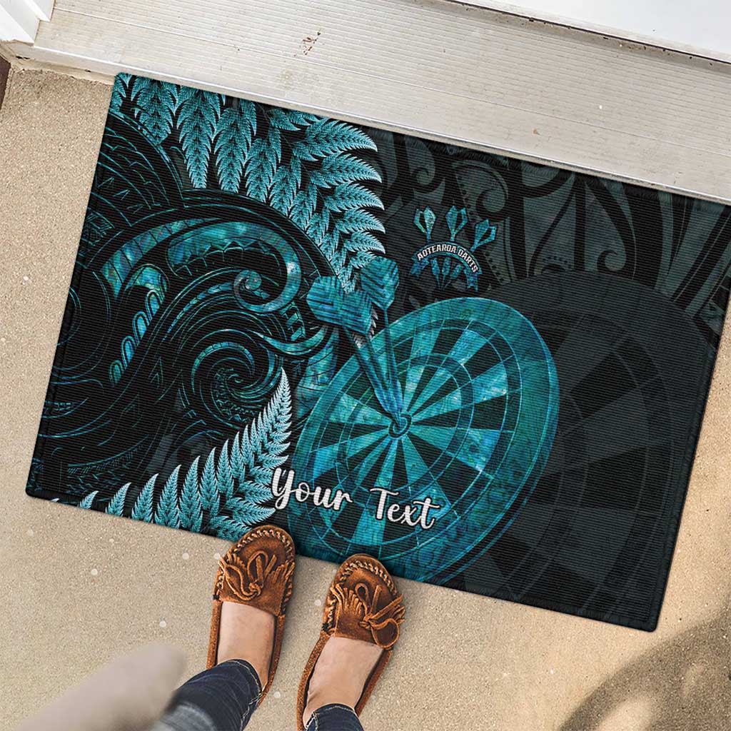 Personalised New Zealand Darts Rubber Doormat Happiness Is A Tight Threesome Maori Paua Shell LT14 - Polynesian Pride