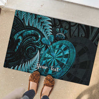Personalised New Zealand Darts Rubber Doormat Happiness Is A Tight Threesome Maori Paua Shell LT14 - Polynesian Pride