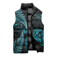 Personalised New Zealand Darts Sleeveless Puffer Jacket Happiness Is A Tight Threesome Maori Paua Shell - Polynesian Pride