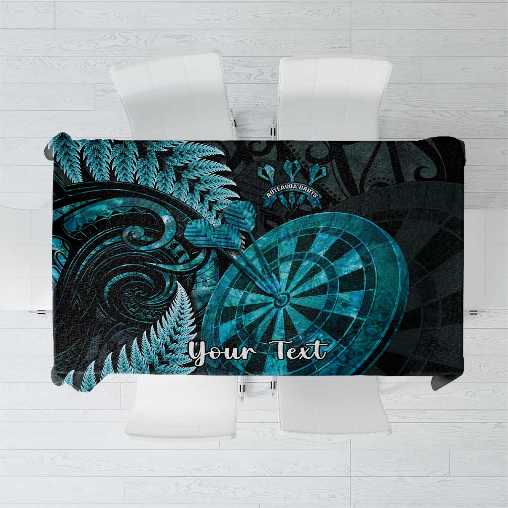 Personalised New Zealand Darts Tablecloth Happiness Is A Tight Threesome Maori Paua Shell LT14 Turquoise - Polynesian Pride