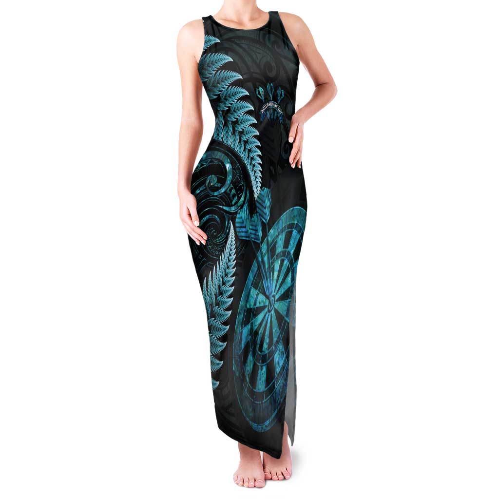 Personalised New Zealand Darts Tank Maxi Dress Happiness Is A Tight Threesome Maori Paua Shell