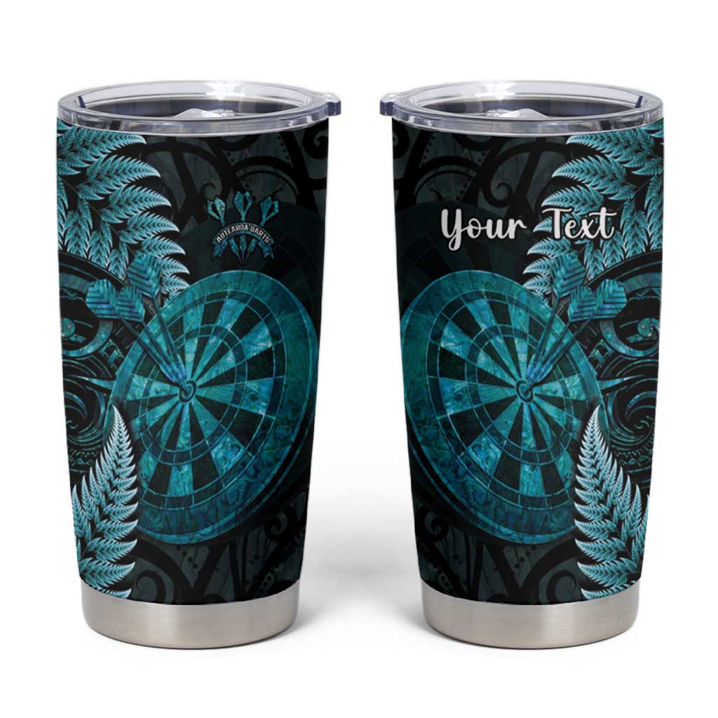 Personalised New Zealand Darts Tumbler Cup Happiness Is A Tight Threesome Maori Paua Shell