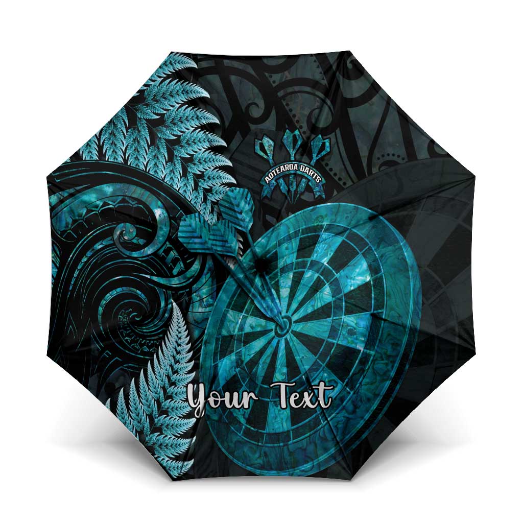 Personalised New Zealand Darts Umbrella Happiness Is A Tight Threesome Maori Paua Shell - Polynesian Pride