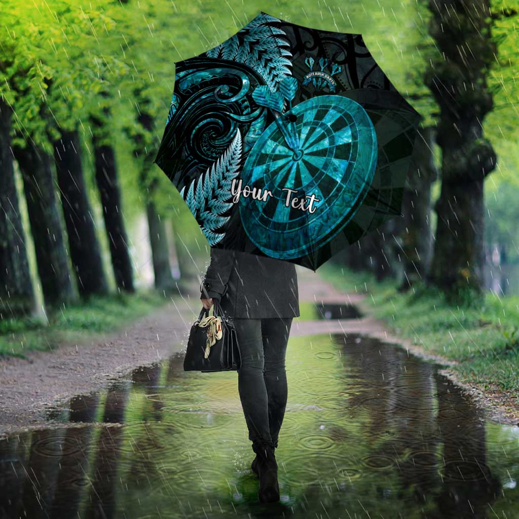 Personalised New Zealand Darts Umbrella Happiness Is A Tight Threesome Maori Paua Shell - Polynesian Pride