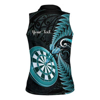 Personalised New Zealand Darts Women Sleeveless Polo Shirt Happiness Is A Tight Threesome Maori Paua Shell