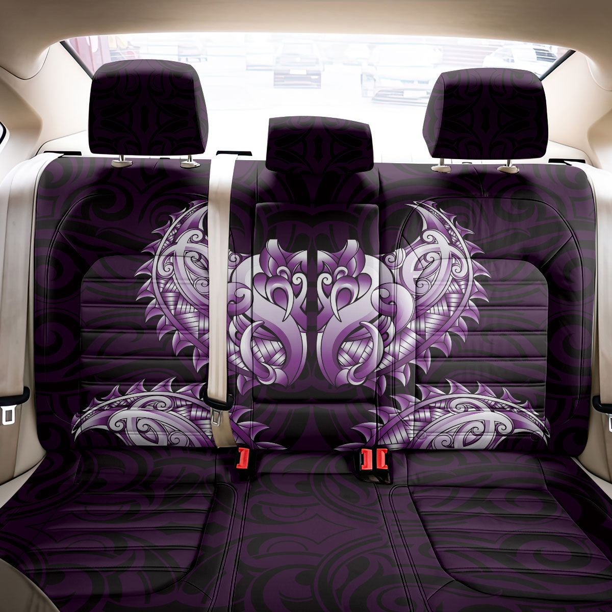 New Zealand Ta Moko Back Car Seat Cover Aotearoa Maori Chest Tattoo Purple