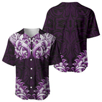 New Zealand Ta Moko Baseball Jersey Aotearoa Maori Chest Tattoo Purple