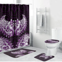 New Zealand Ta Moko Bathroom Set Aotearoa Maori Chest Tattoo Purple
