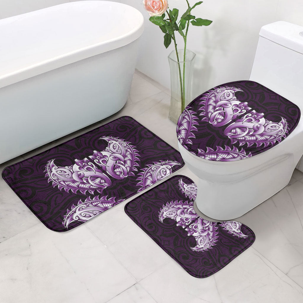 New Zealand Ta Moko Bathroom Set Aotearoa Maori Chest Tattoo Purple