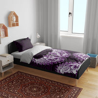 New Zealand Ta Moko Bedding Set Aotearoa Maori Chest Tattoo Purple