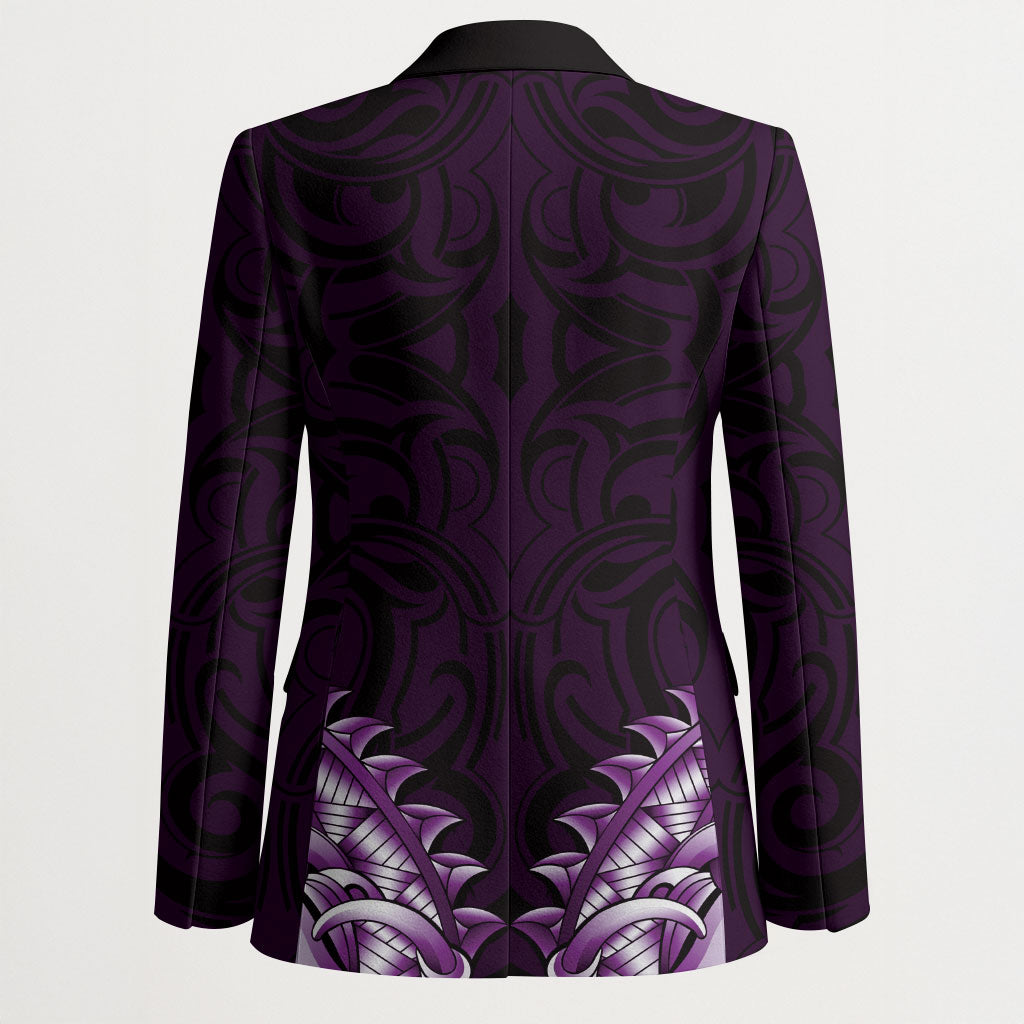 New Zealand Ta Moko Blazer Aotearoa Maori Chest Tattoo Purple