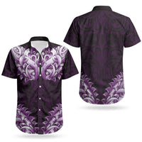 New Zealand Ta Moko Couples Matching Summer Maxi Dress and Hawaiian Shirt Aotearoa Maori Chest Tattoo Purple