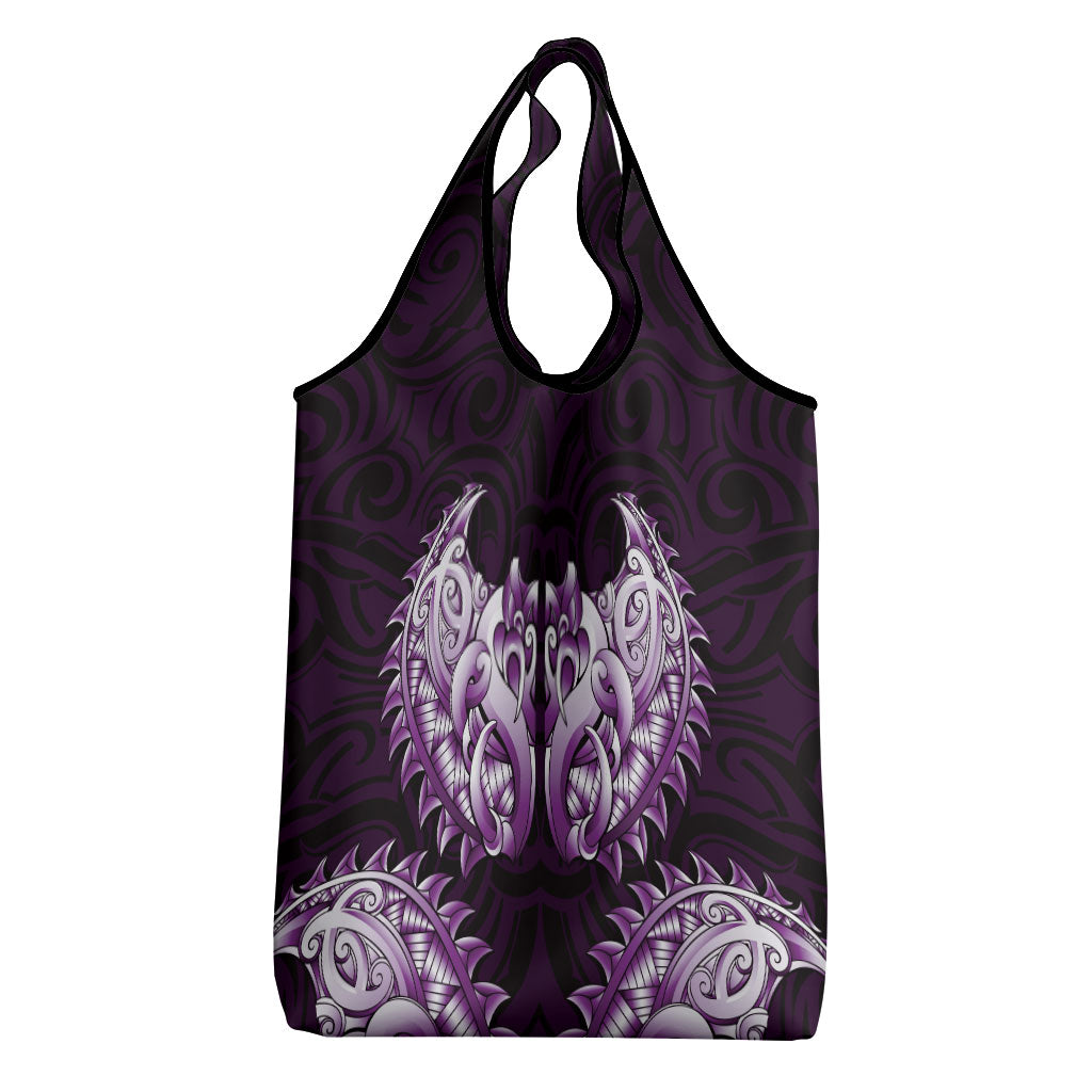 New Zealand Ta Moko Grocery Bag Aotearoa Maori Chest Tattoo Purple