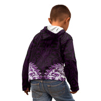 New Zealand Ta Moko Kid Hoodie Aotearoa Maori Chest Tattoo Purple