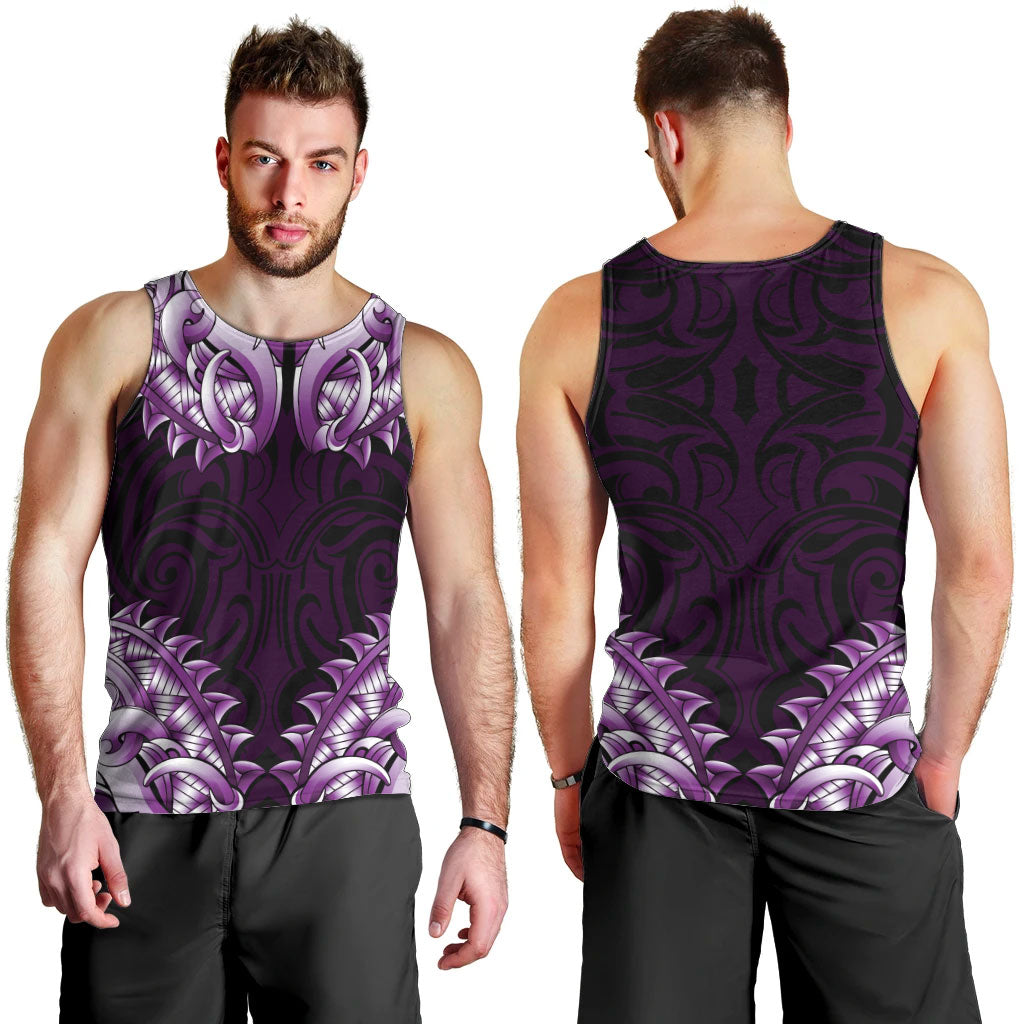 New Zealand Ta Moko Men Tank Top Aotearoa Maori Chest Tattoo Purple