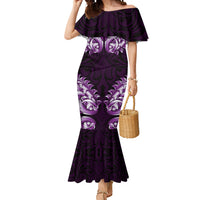 New Zealand Ta Moko Mermaid Dress Aotearoa Maori Chest Tattoo Purple