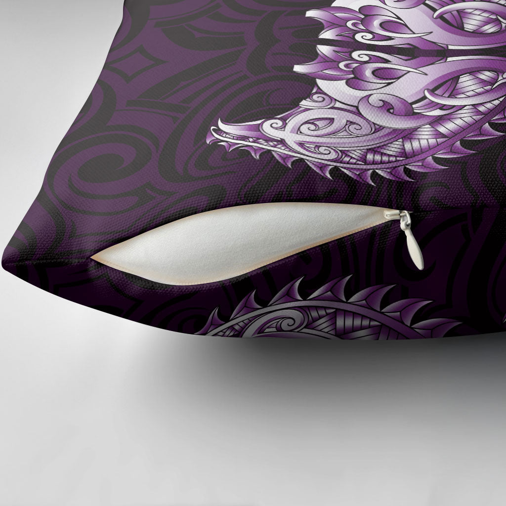 New Zealand Ta Moko Pillow Cover Aotearoa Maori Chest Tattoo Purple